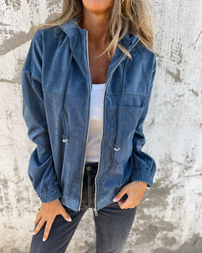 Martina™ | Cord Hooded Jacket with Zipper