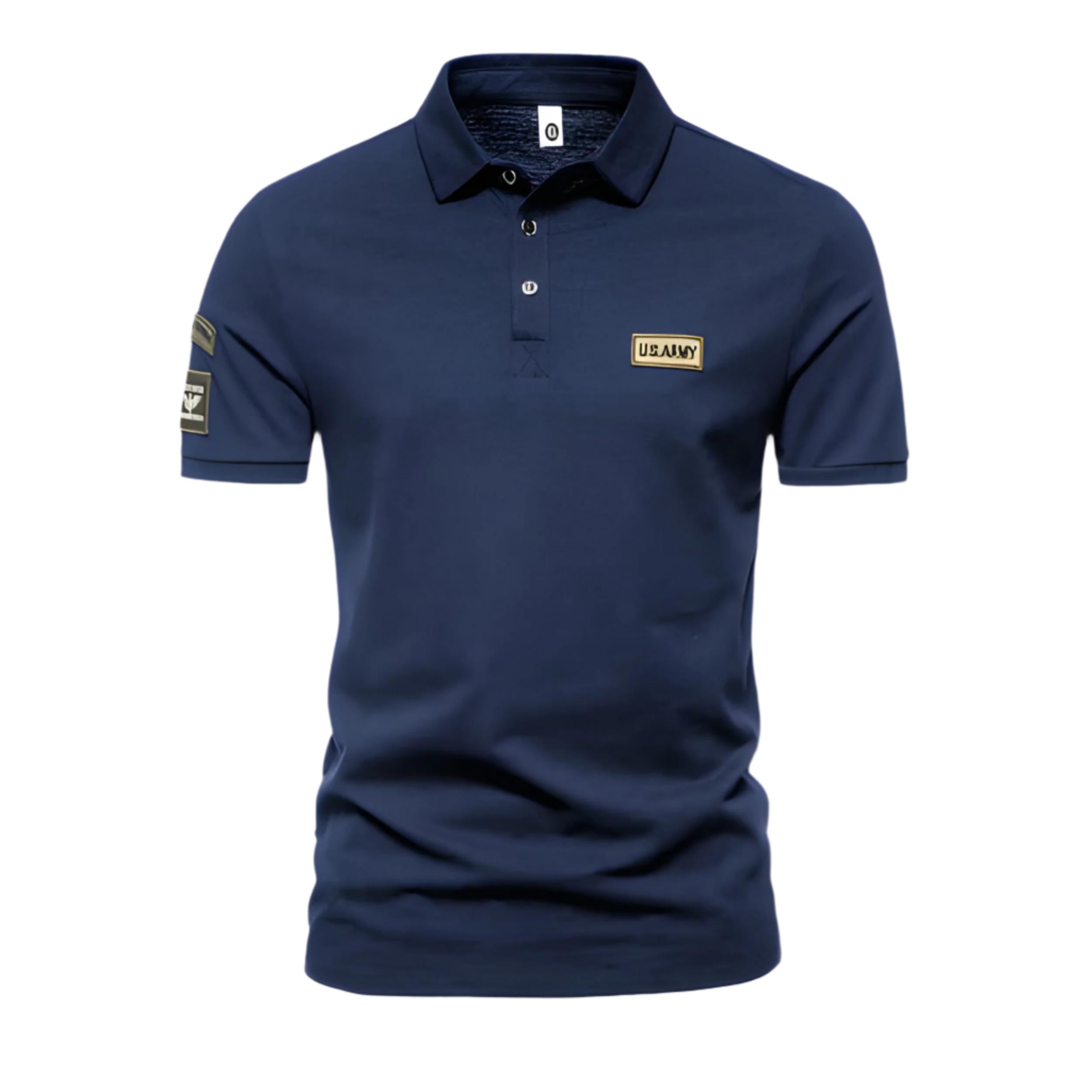 Men’s Polo Shirt | Military Patch Short Sleeve Top | Casual Canada