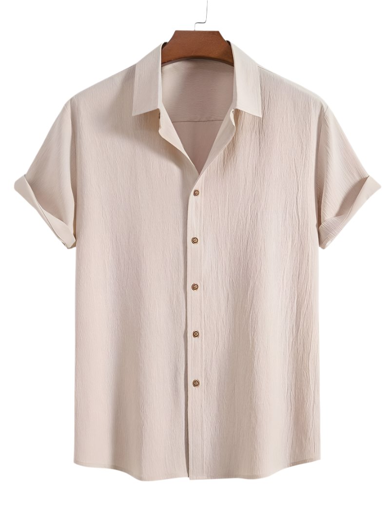 Men's Textured Short Sleeve Shirt | Breathable Button-Up | Summer Casual Essential