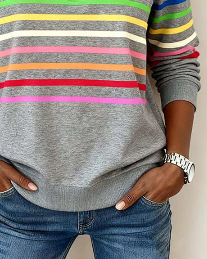 Margot | Cozy Half-Zip Sweatshirt With Colourful Stripes