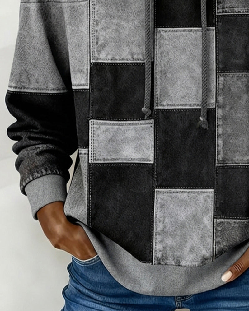 Elena Patchwork Denim Hoodie