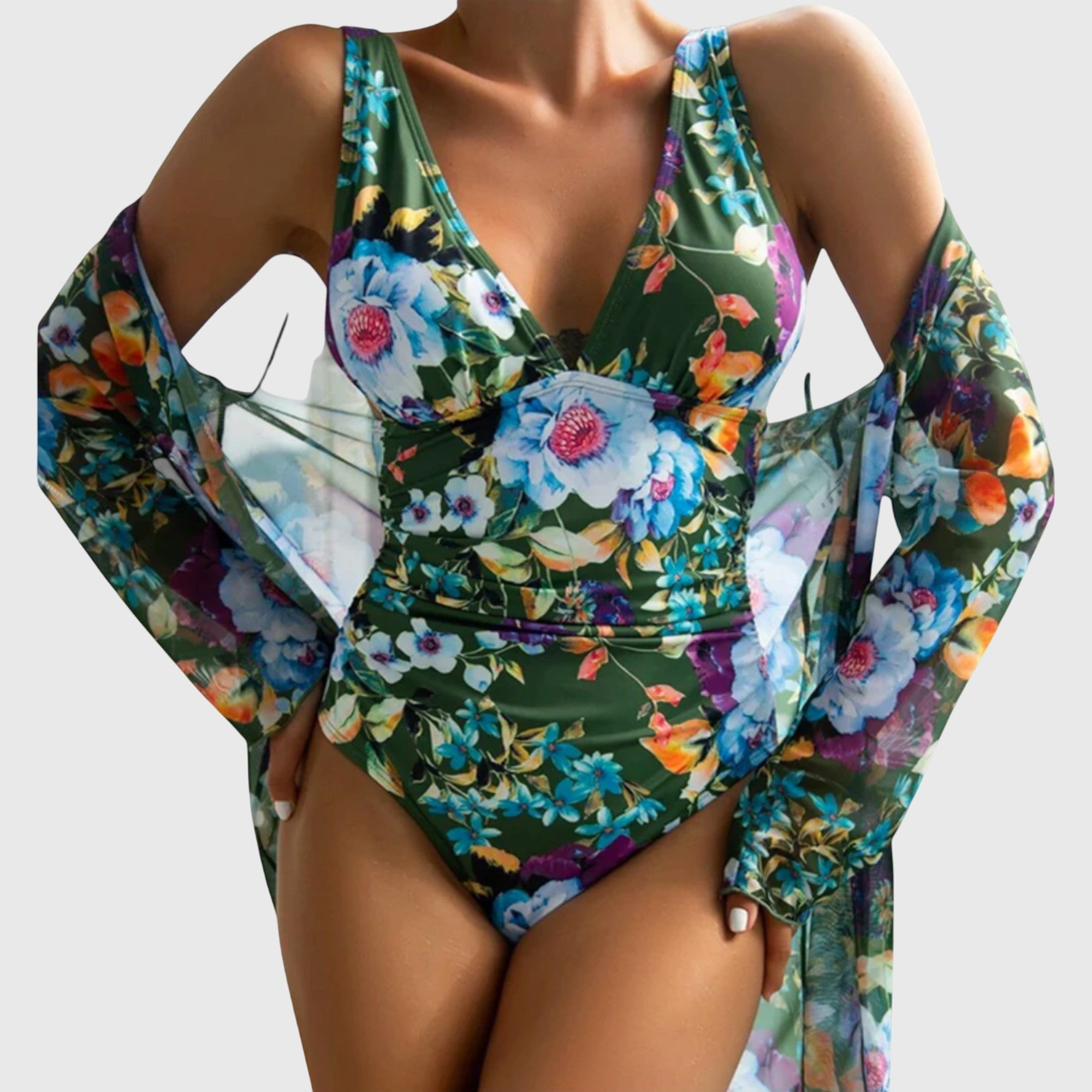 Linnea | Floral One-Piece & Cover-Up Kimono Set