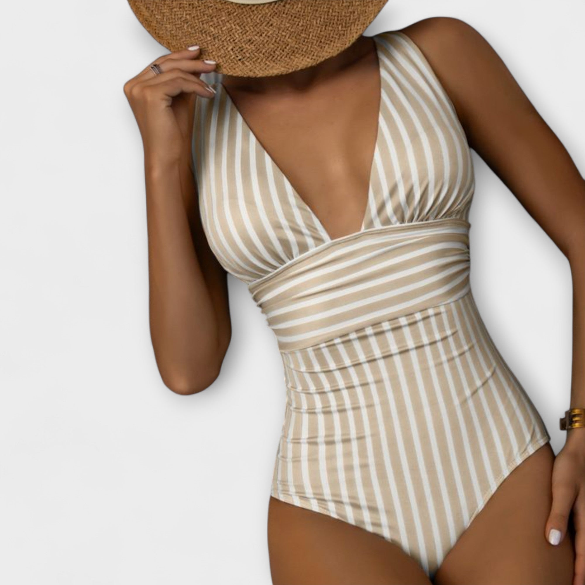 Riviera | Striped V-Neck Swimsuit