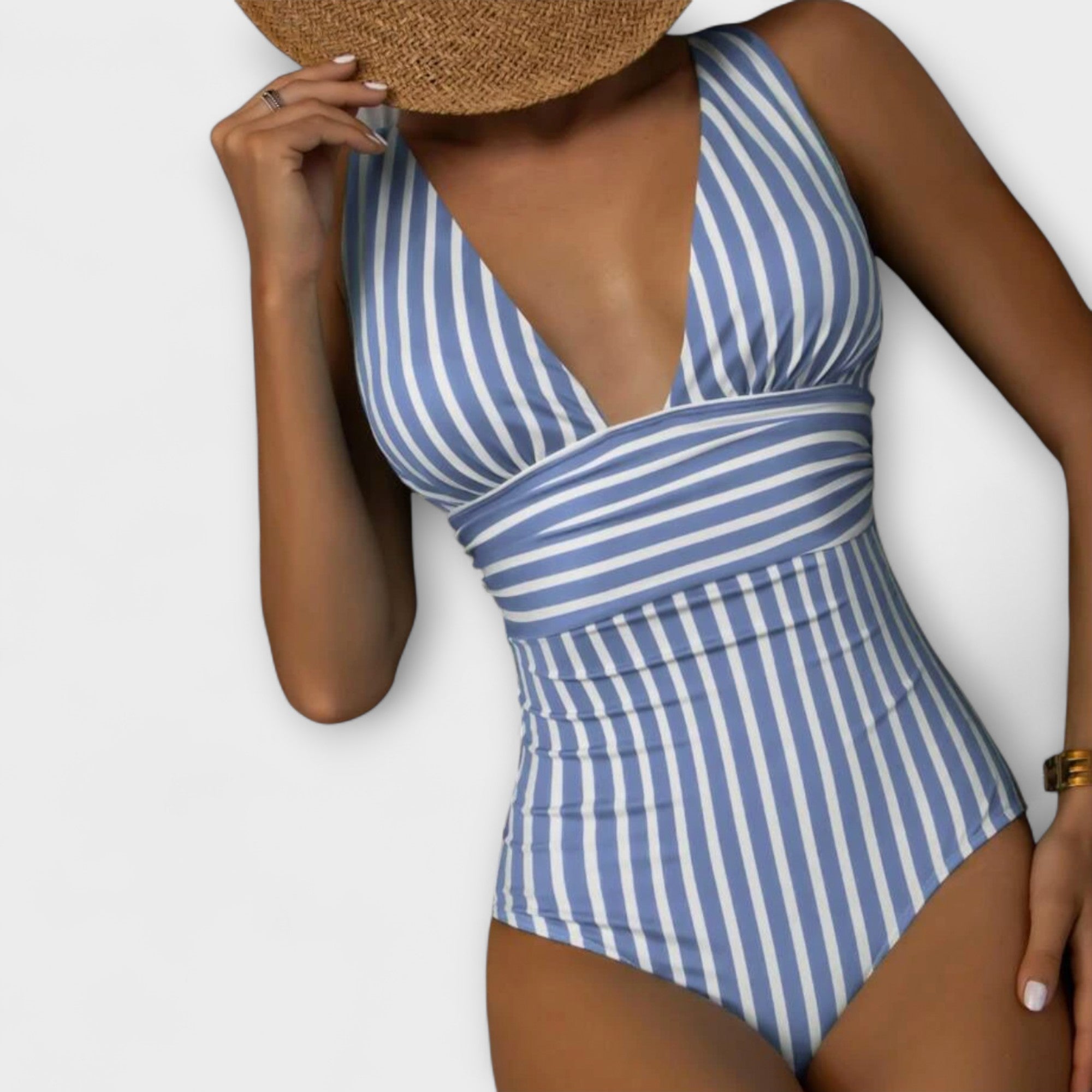 Riviera | Striped V-Neck Swimsuit