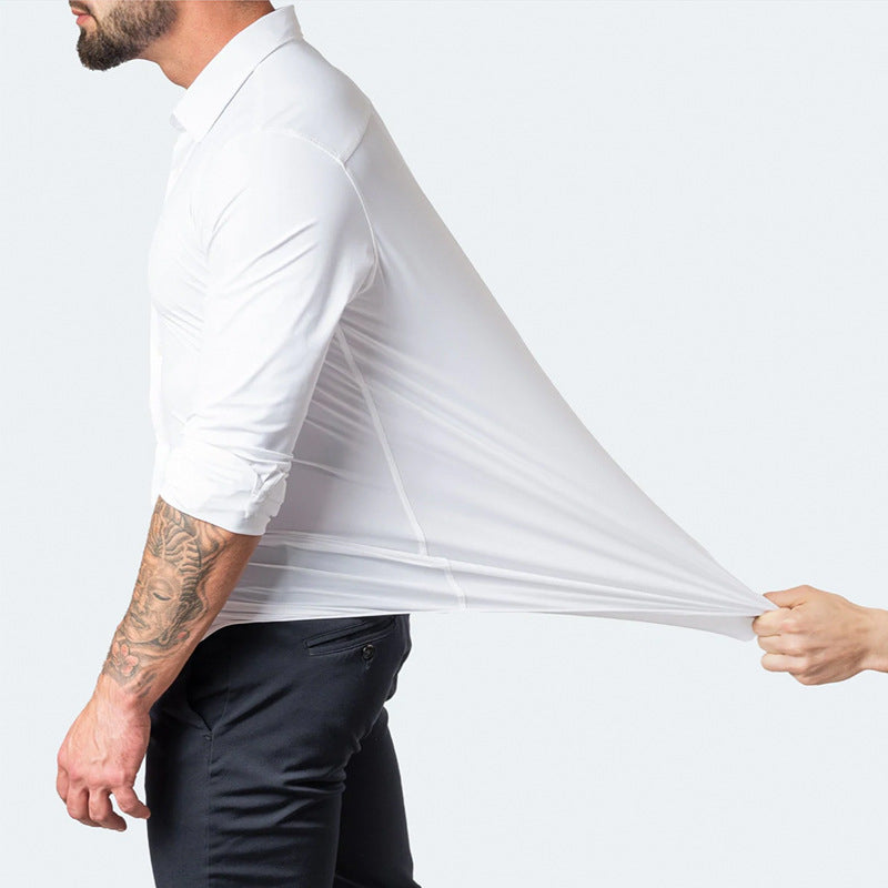 Men’s Stretch Dress Shirt | Wrinkle-Resistant Performance Fabric | Slim Office Fit