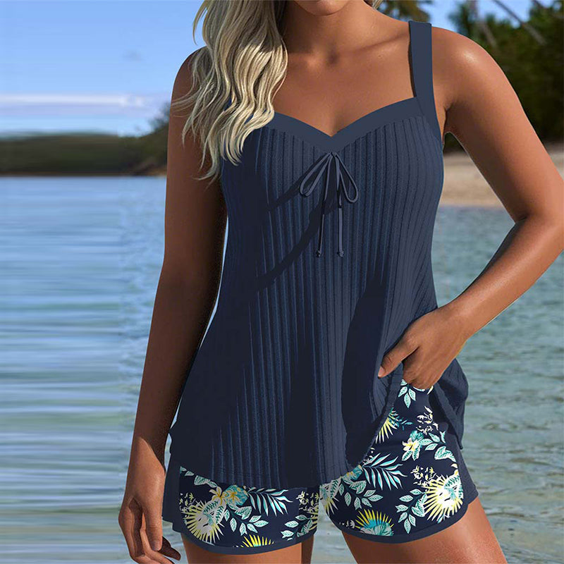 Blythe | Belly-Covering Navy Tankini Set