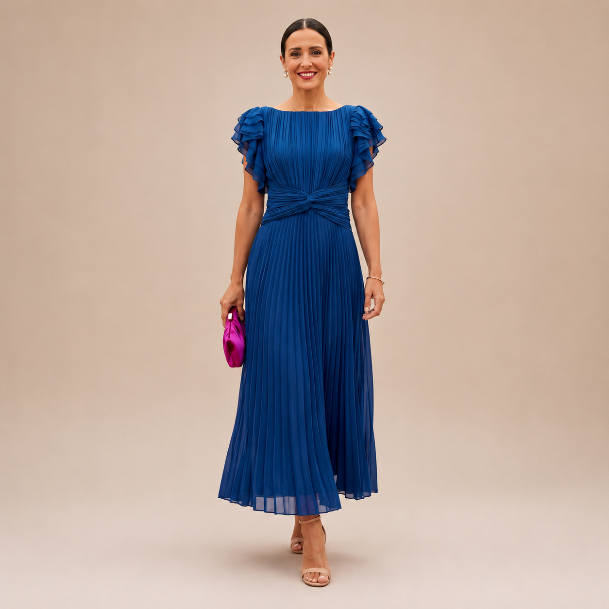 SERAPHINA | Elegant Pleated Maxi Dress with Twist Waist