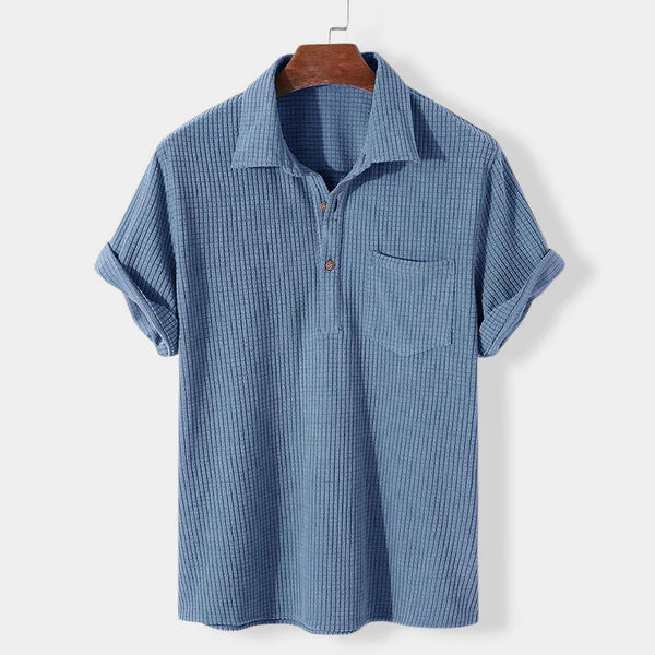 Men’s Textured Polo Shirt | Lightweight Summer Knit | Casual Short Sleeve Top