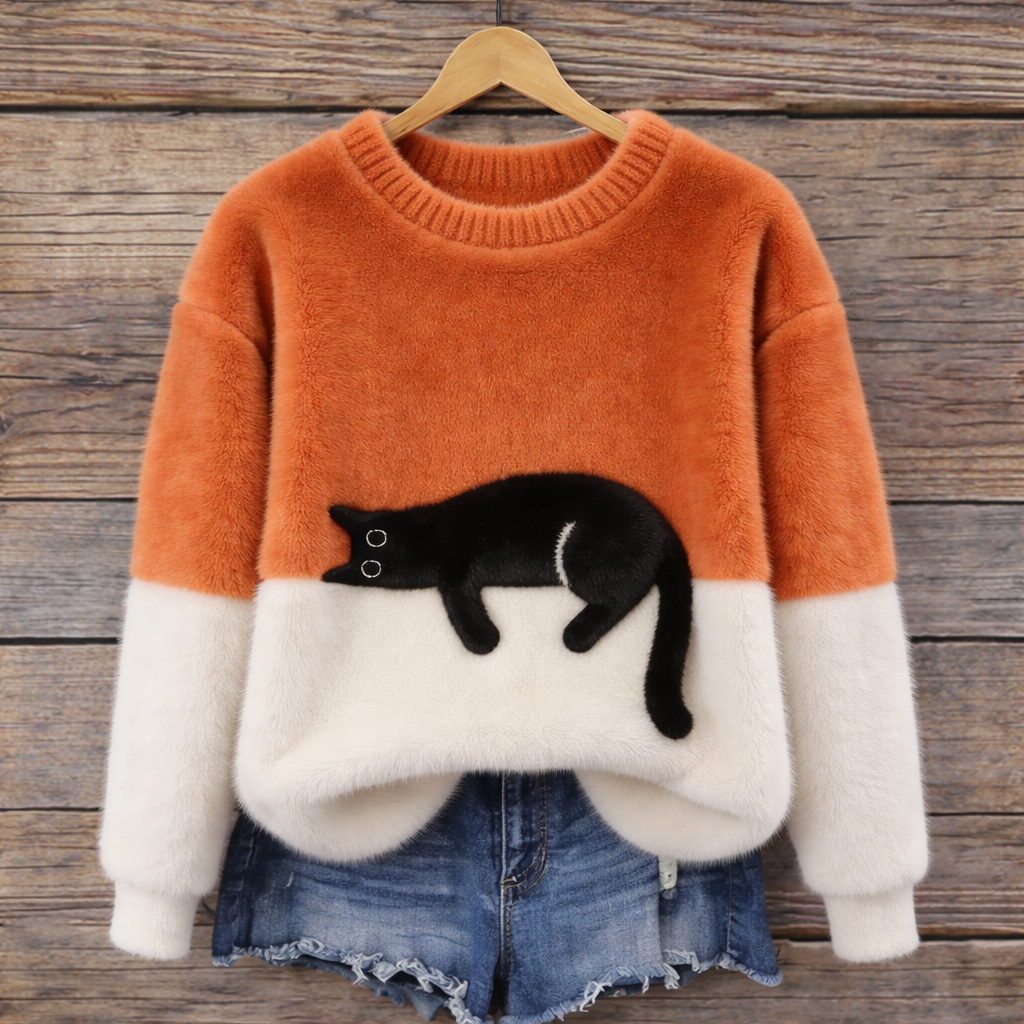 Colette | Cosy Cat-Print Pullover Sweater