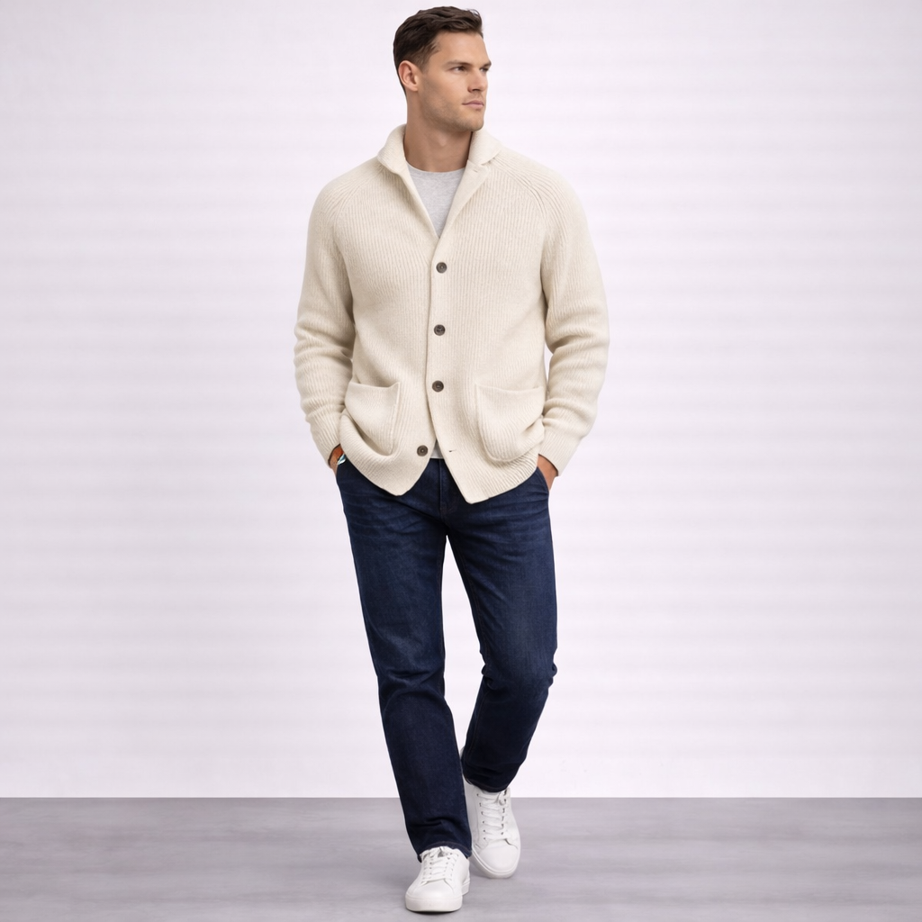 Malcolm | Ribbed Shawl-Collar Cardigan
