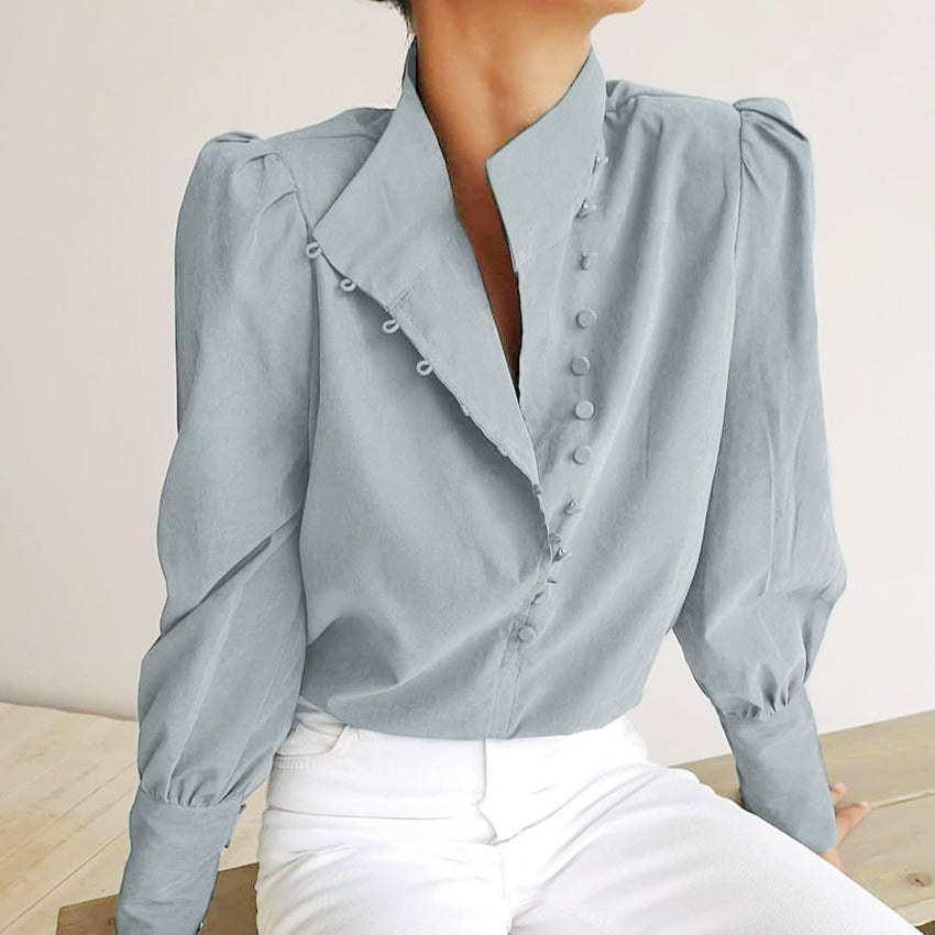 Fadi™| Women Classy Button Front Long Sleeve Blouse