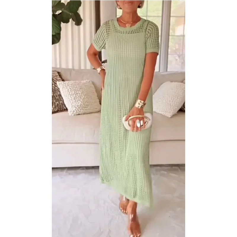 Aurore | Hollow-Knit Maxi Dress