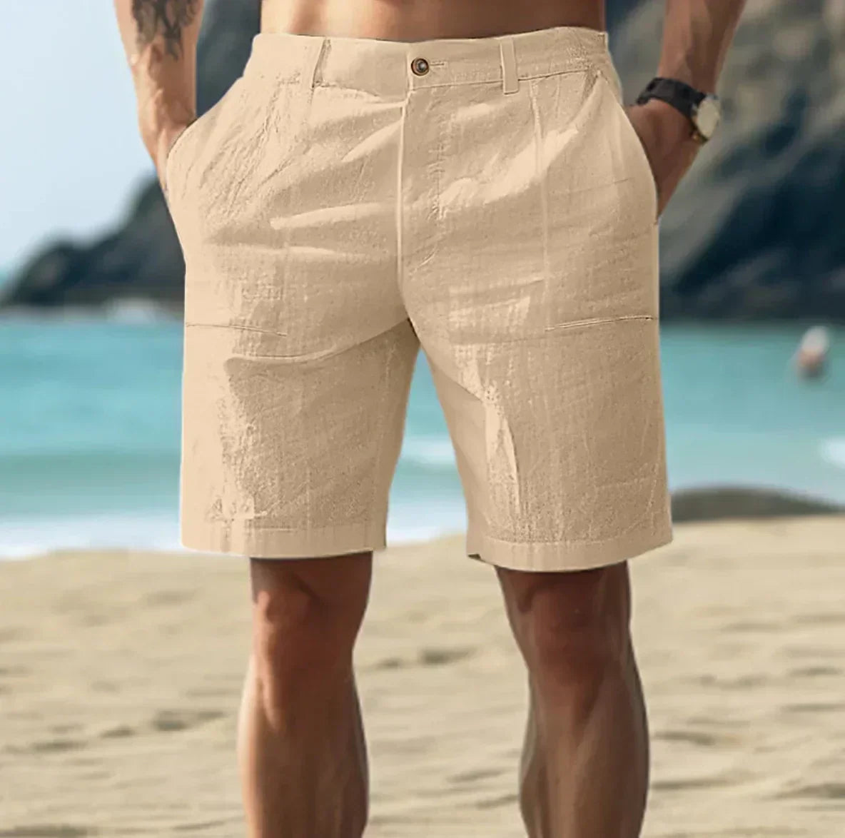 Men's White Linen Blend Shorts | Lightweight Summer Casual Shorts | Warm Weather Essential Canada