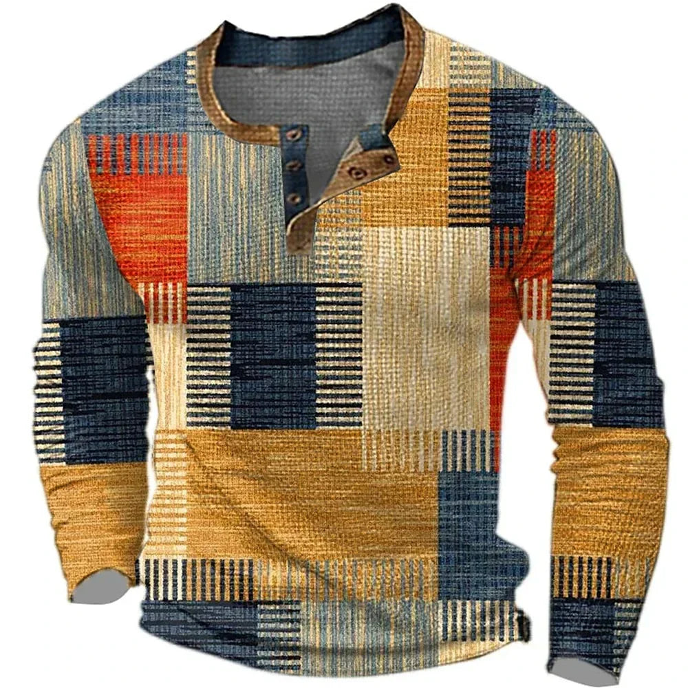 Gordon | Printed Long-Sleeve Henley Shirt
