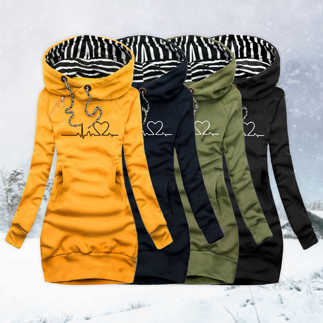 Adele | Sweater Dress with Heartbeat Print