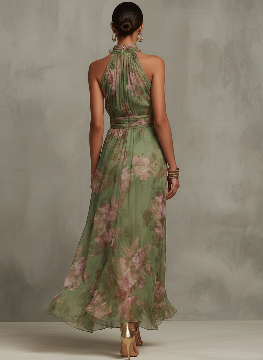 Cheri | Elegant Maxi Halter Floral Dress
