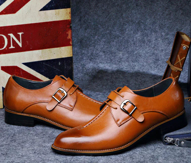 Men’s Double Monk Strap Dress Shoes | Polished Leather | Formal Slip-On Loafers