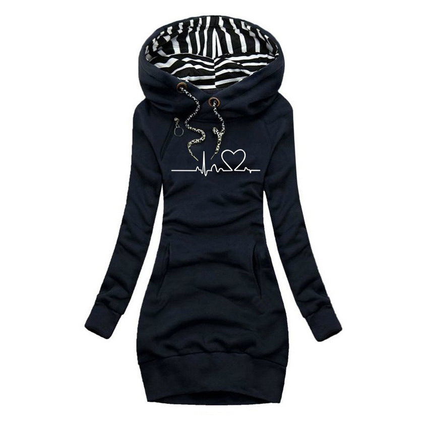 Adele | Sweater Dress with Heartbeat Print