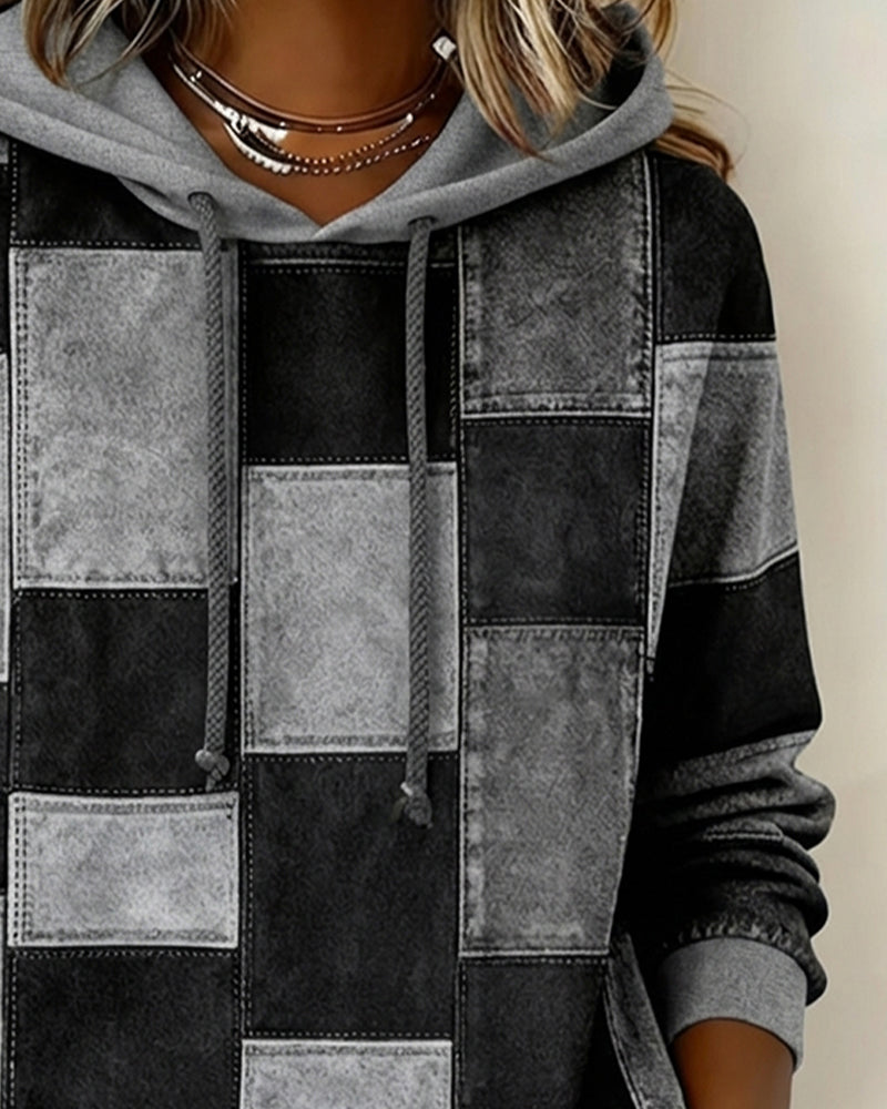 Elena Patchwork Denim Hoodie