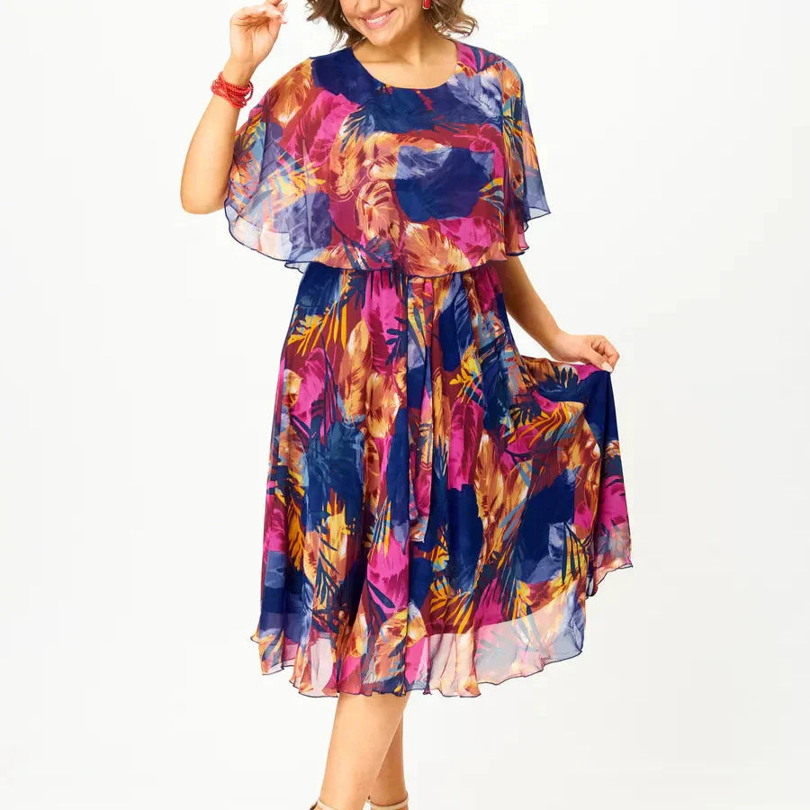 Evelyn | Plus Size Chiffon Midi Dress