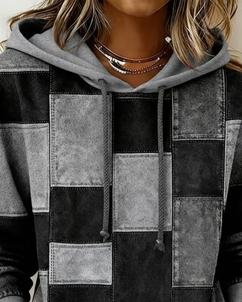 Elena Patchwork Denim Hoodie