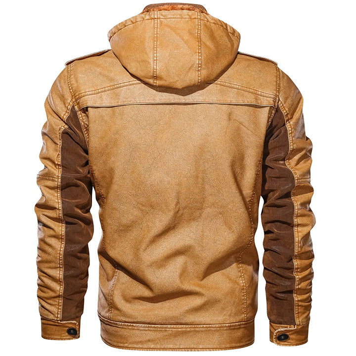 Bruce | Hooded Leather Field Jacket