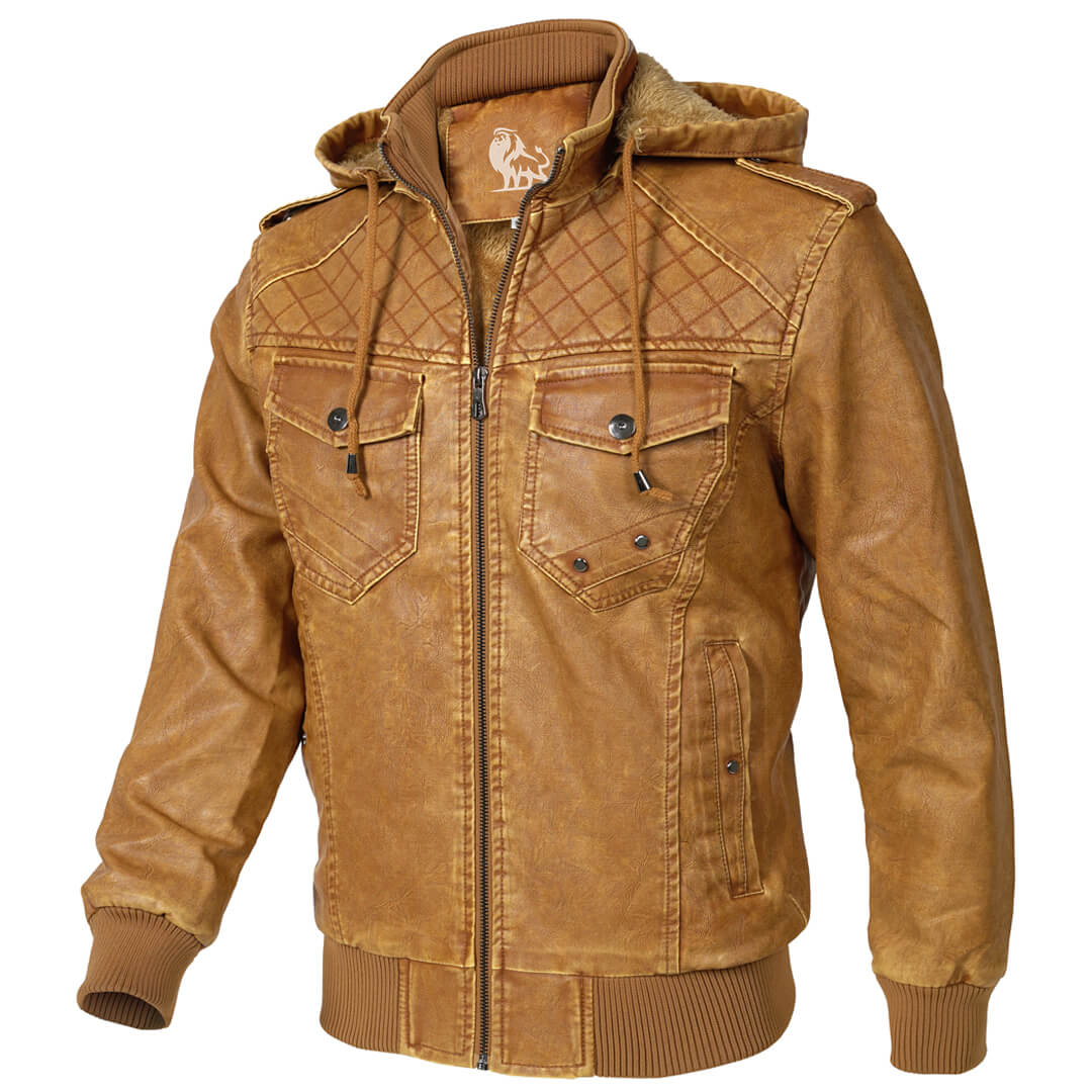 Douglas | Hooded Leather Bomber Jacket
