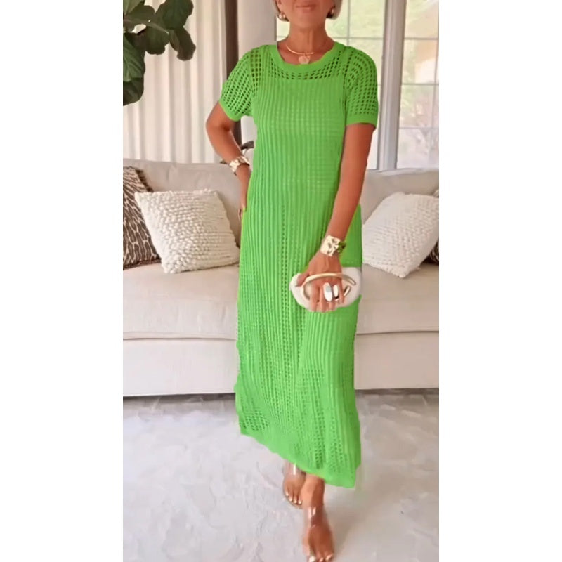 Aurore | Hollow-Knit Maxi Dress