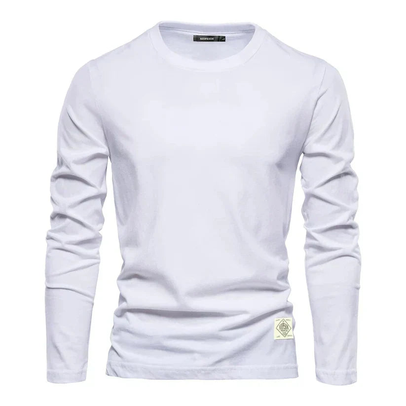 Men’s Long Sleeve Cotton Tee | Everyday Base Layer for Casual Outfits