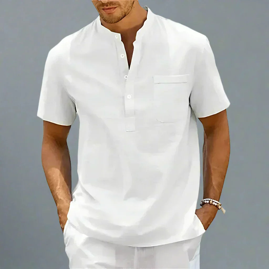 Men’s Short Sleeve Henley Shirt | Lightweight Cotton Blend | Casual Summer Top Canada