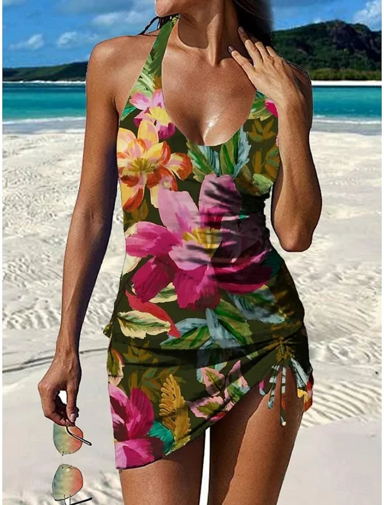 Fiesta | Belly-Covering Graphic Floral Tankini Set