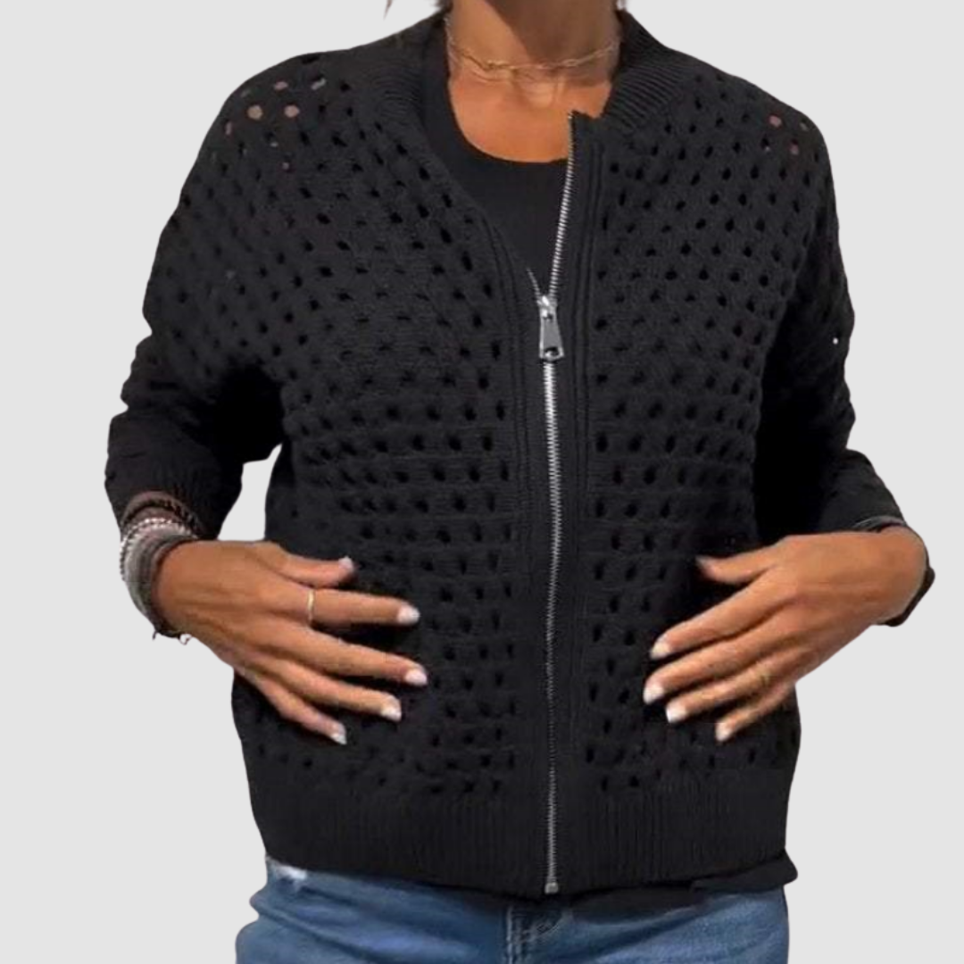 Lisette | Zip-Front Knit Cardigan