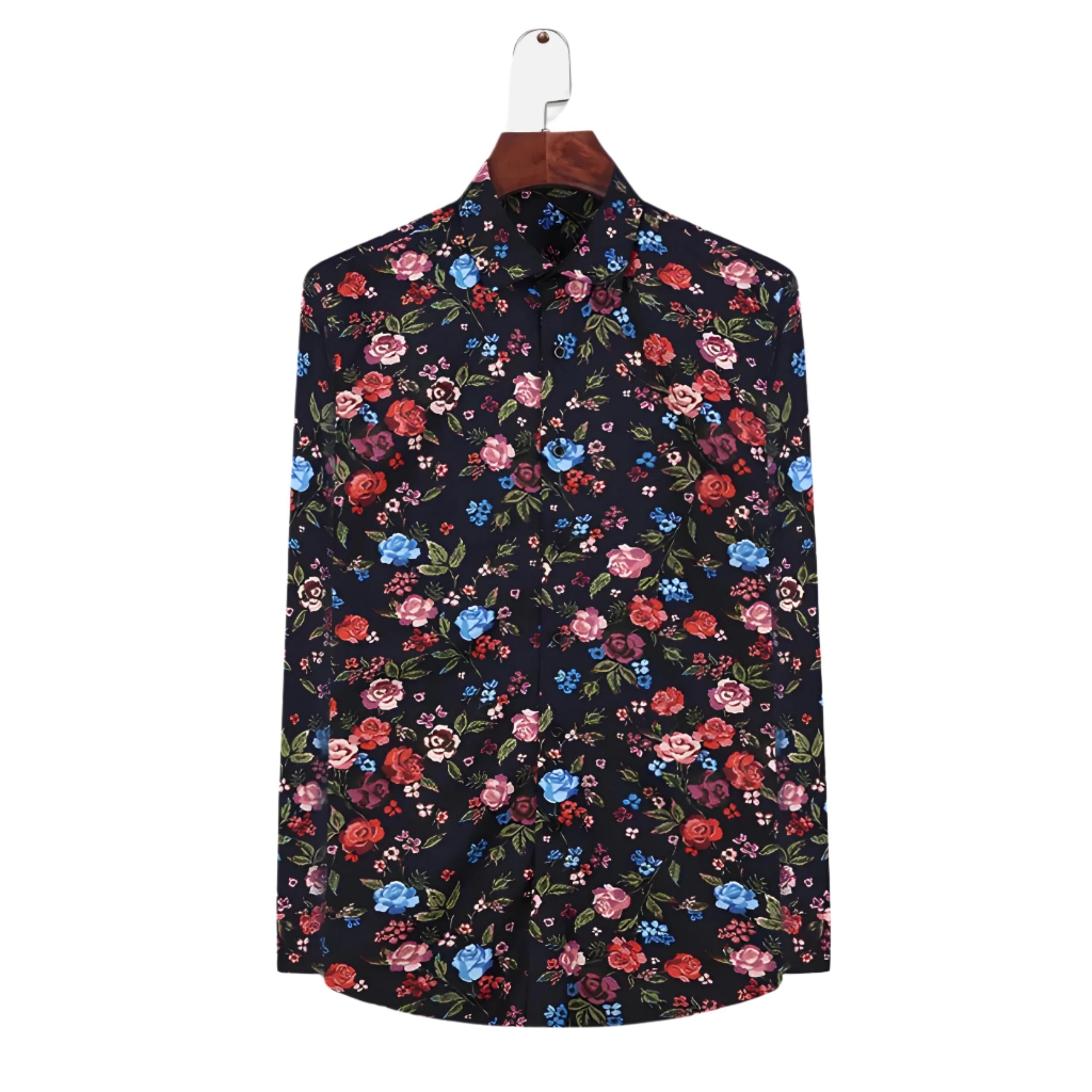 Men’s Floral Print Shirt | Long Sleeve | Lightweight Casual Button-Up