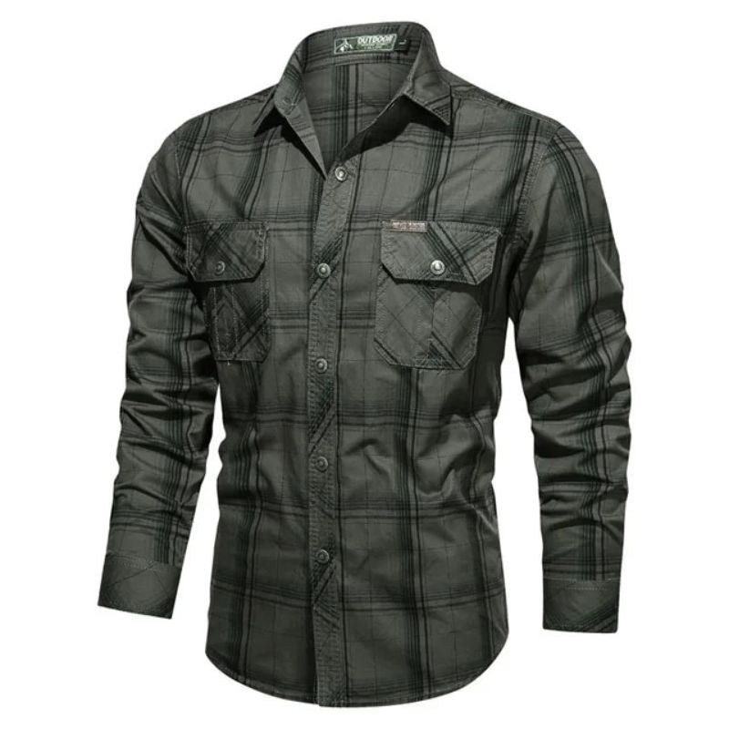 Men’s Flannel Shirt | Brushed Cotton Button-Up | Plaid Workwear Layer