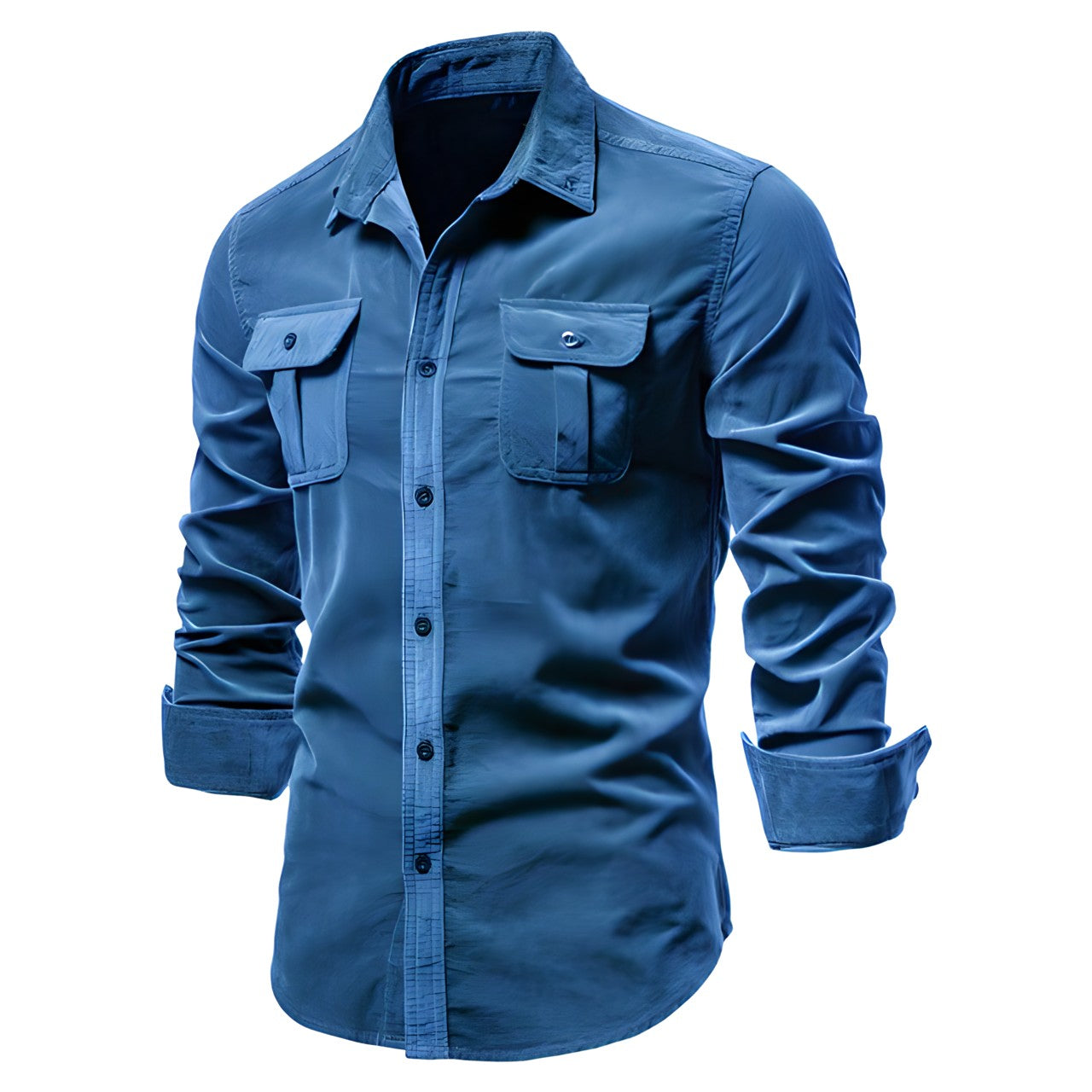 Men’s Utility Button-Up Shirt | Dual Flap Pockets | Casual Stretch Workwear Style