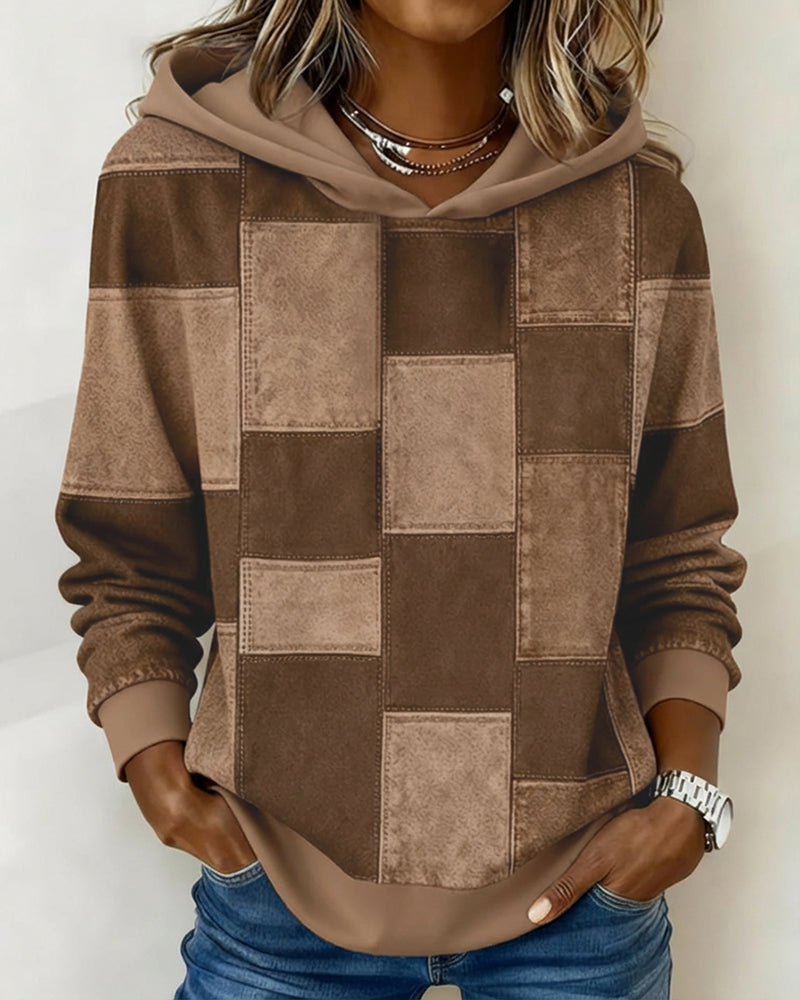 Elena  Patchwork Denim Hoodie