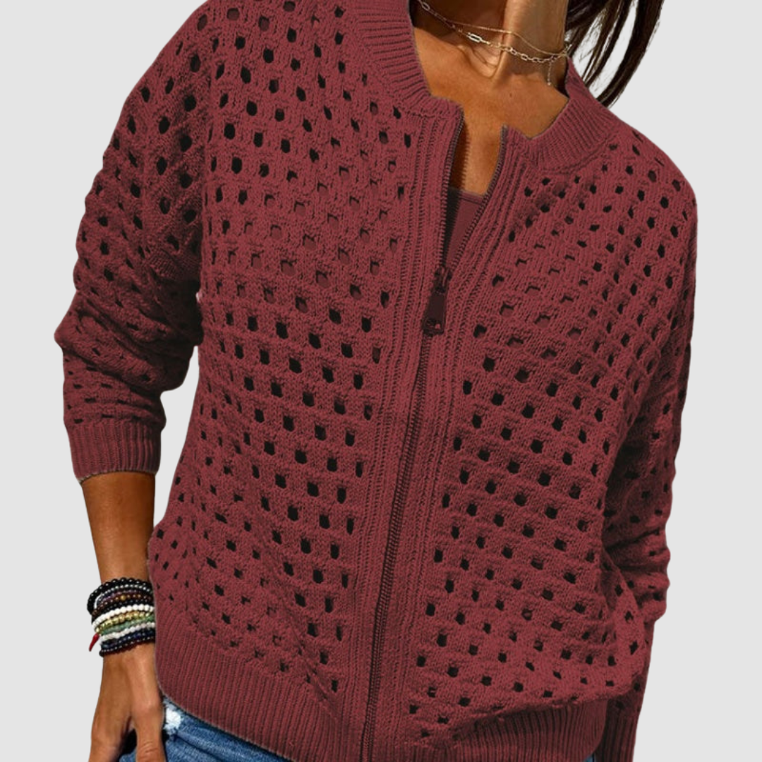 Lisette | Zip-Front Knit Cardigan