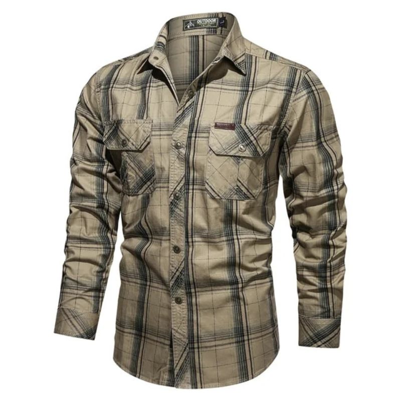 Men’s Flannel Shirt | Brushed Cotton Button-Up | Plaid Workwear Layer