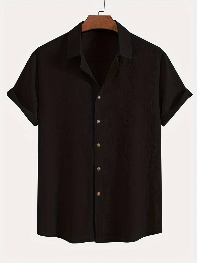 Men's Textured Short Sleeve Shirt | Breathable Button-Up | Summer Casual Essential