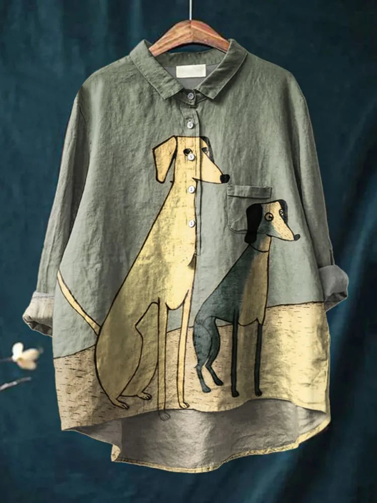 Mikha Dog Art Shirt | Artistic Long Sleeve Shirt
