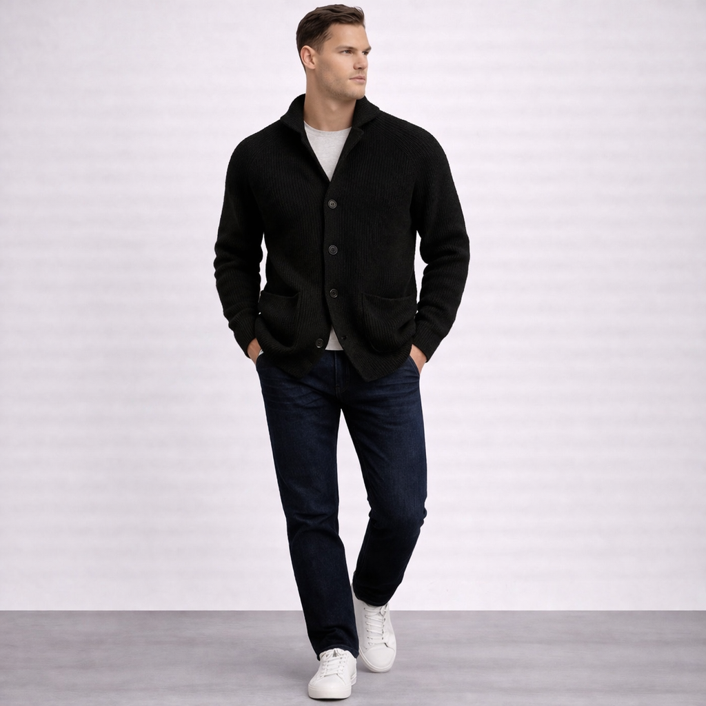 Malcolm | Ribbed Shawl-Collar Cardigan