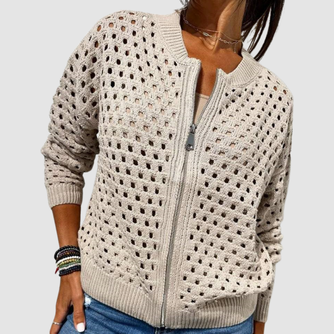 Lisette | Zip-Front Knit Cardigan