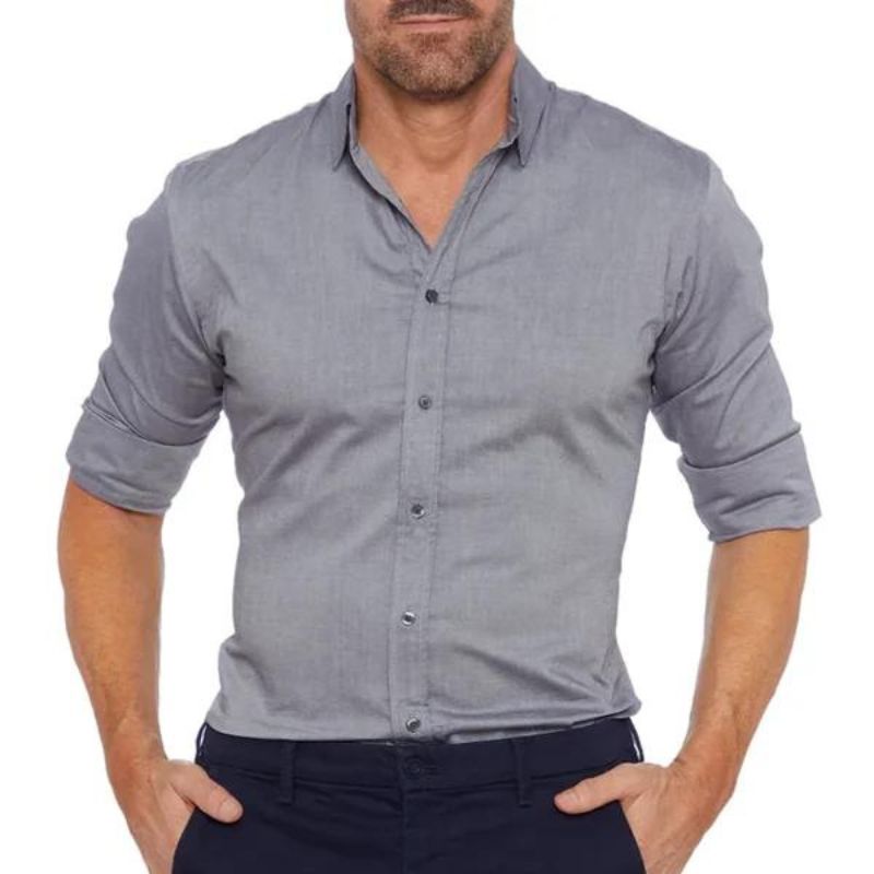 Men’s Stretch Cotton Dress Shirt | Classic Fit Button-Down | Everyday Office Shirt