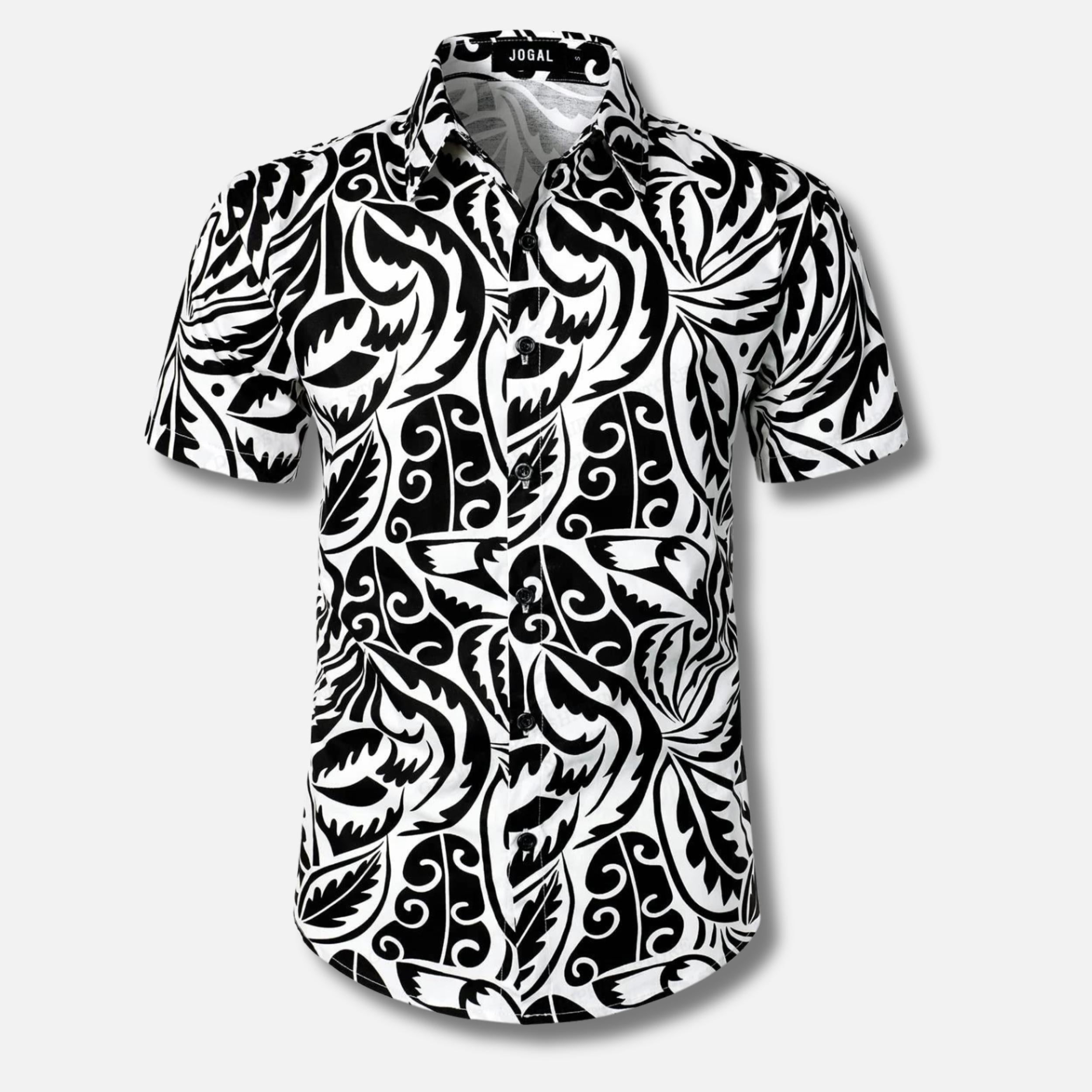 Men's Short Sleeve Button-Up Shirt | Lightweight Cotton Blend | Tropical Floral Print