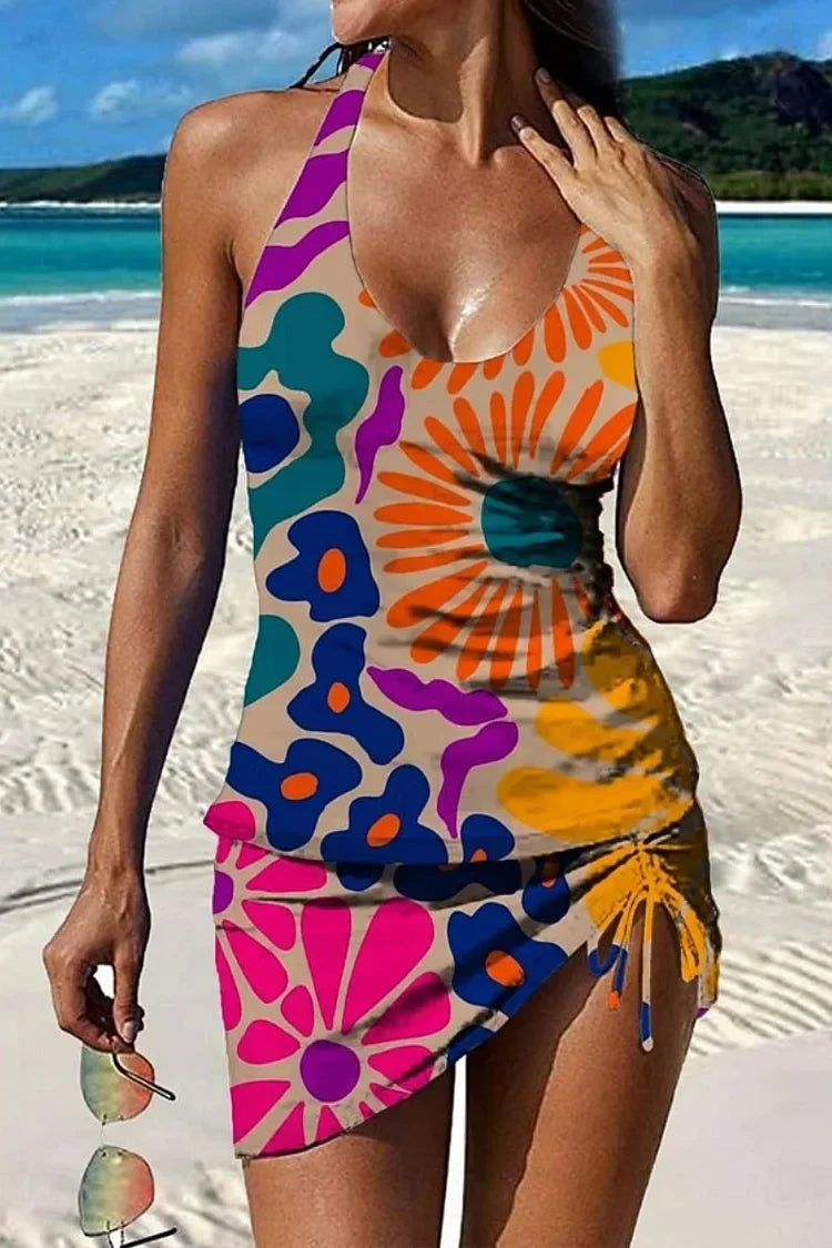 Fiesta | Belly-Covering Graphic Floral Tankini Set