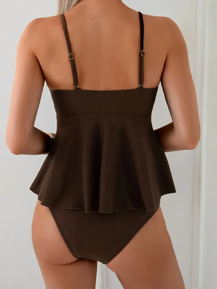 Coco | Belly-Covering Peplum Tankini Set