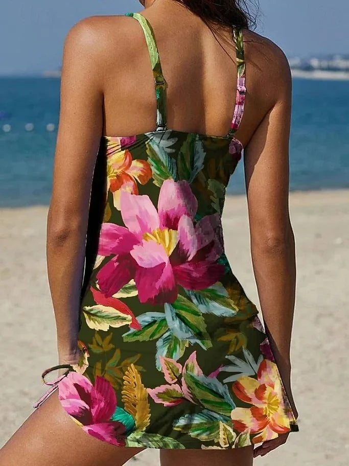 Fiesta | Belly-Covering Graphic Floral Tankini Set