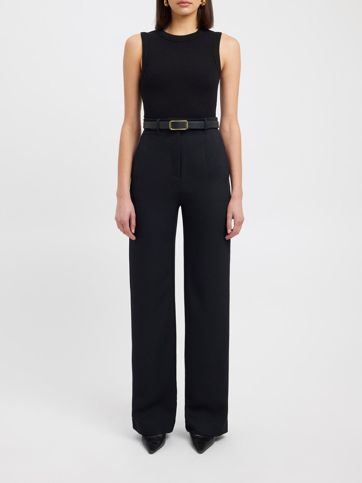 High-Waisted Wide-Leg Trousers | Polyester Blend | Office Ready