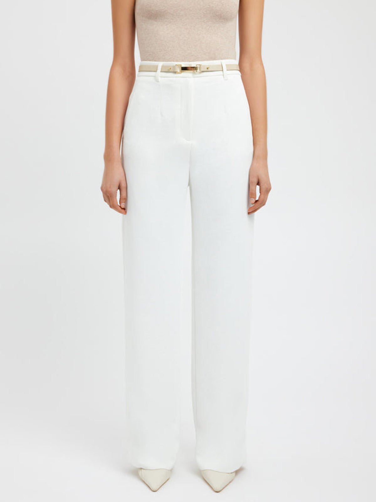 High-Waisted Wide-Leg Trousers | Polyester Blend | Office Ready