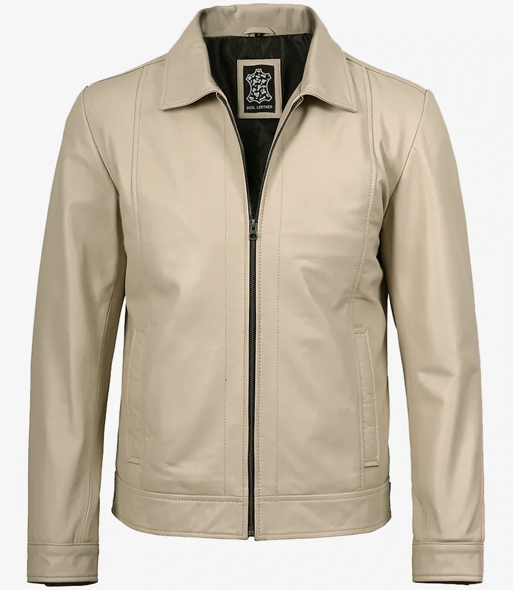 Gerald | Classic Leather Harrington Jacket